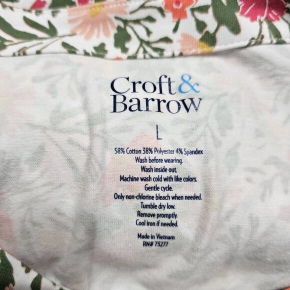 Croft & Barrow Maxi Dress Size Large White Multicolor Floral Short Sleeve - Picture 7 of 8